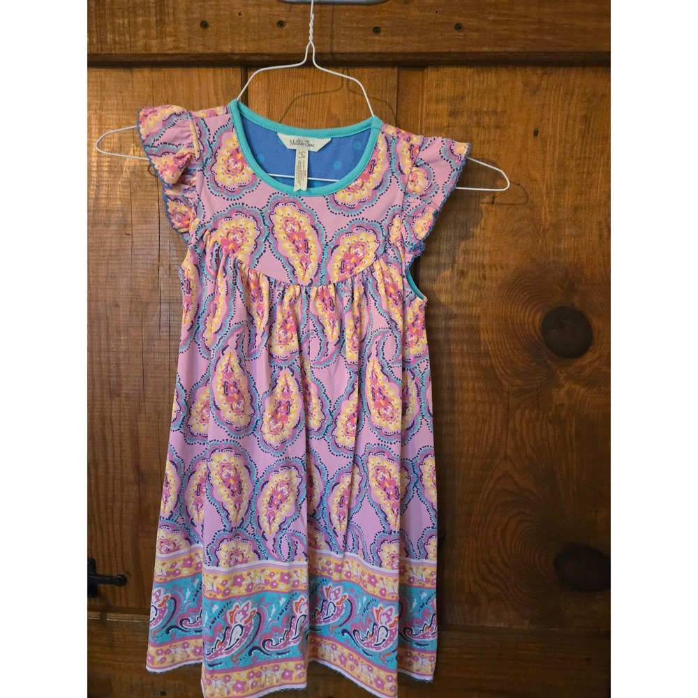 MATILDA JANE Girls Pink Paisley Flutter Sleeve Dress Size 8 Boho Cotton Blend